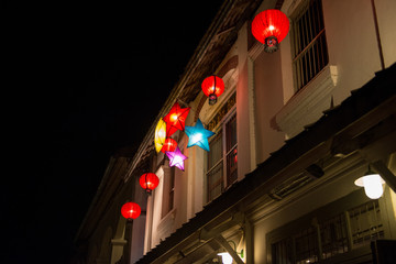 red Chinese lantern light on the street