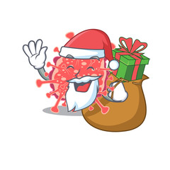 Cartoon design of polyploviricotina Santa with Christmas gift
