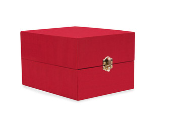 Red gift box isolated on white background.