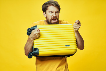 man holding a blank card