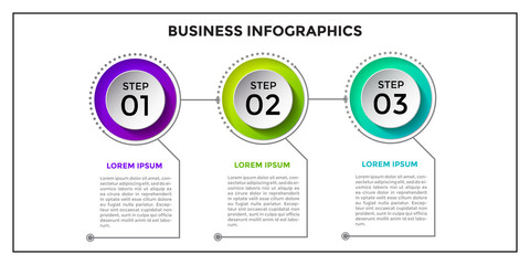 Business Infographics presentation template with steps or options. Used for workflow layout, process flow, diagrams, business steps, web design, package options. Vector illustration.