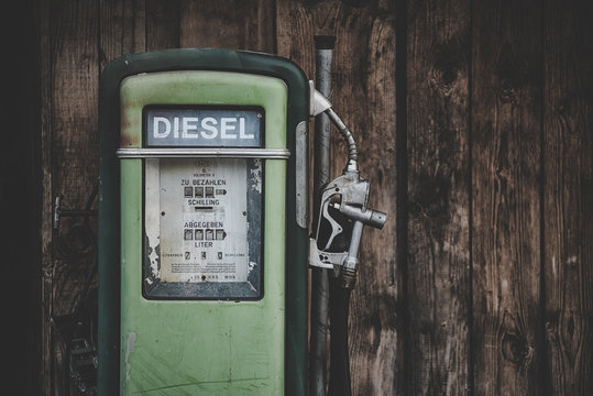 Old green Diesel pump
