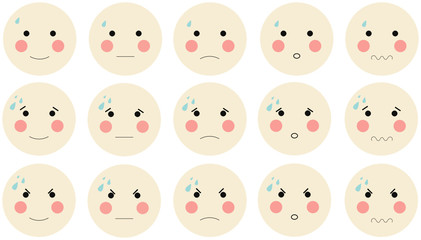 Beautiful vector set of cartoon emoji faces for getting diseases