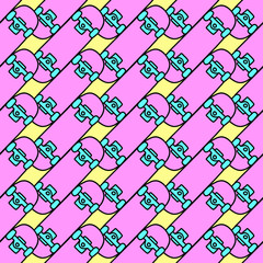 Hand drawn skateboarding seamless pattern. skateboard background. Skateboarding doodle illustration. Vector illustration.