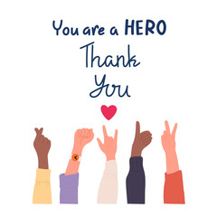 Thank you doctor, Nurses, Medical Personnel Team and all healthcare heroes for fighting the coronavirus. You can use this design for sticker, t-shirt, website and  print. Vector illustration