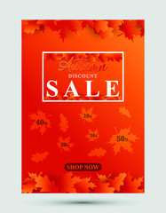Autumn sale poster, design template flyer, vector illustration.