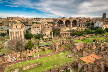 Fototapeta na wymiar Architecture of the Roman Forum in Rome, Italy