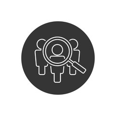 Search job vacancy line icon in flat style. Loupe career vector illustration on white isolated background. Find people employer business