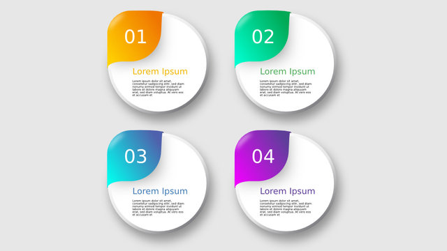 vier stufen runde infografik elemente
