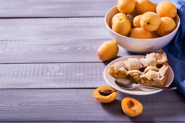 apricot pie on a wooden table