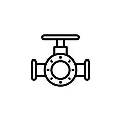 Gasoline valve icon. Gas pipeline with a valve icon. Industry system isolated on white background. Wheel to open closing flow. Vector illustration flat design.