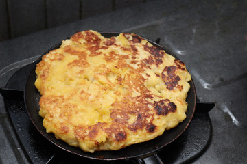 Cooking banana pancake, pancake pisang, indonesian desert