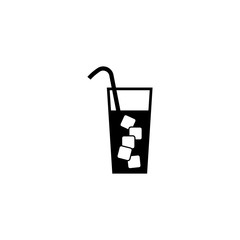 Cocktail glass with straw and ice vector icon. Summer cold drink icon. Juice symbol for your web site design, logo, app, UI. Vector illustration, EPS10.