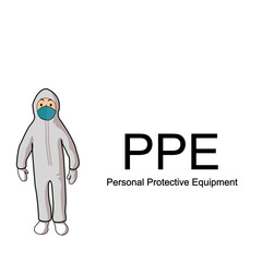 Personal Protective Equipment or PPE flat vector illustration.Medical staff wear dress PPE