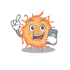 Bacteria endospore cartoon character speaking on phone