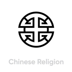Obraz premium Chinese Religion icon. Editable line vector.