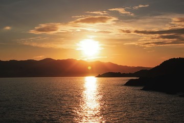 Obraz na płótnie Canvas typical sunset over the Ligurian sea