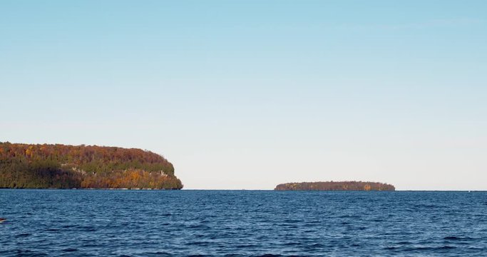 Horseshoe Island and Peninsula State Park on Green Bay - Door County, Wisconsin.  Lockdown shot.