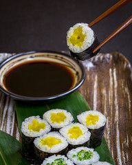 Sushi roll close up