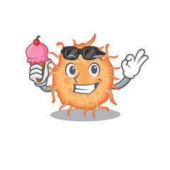 Cartoon design concept of bacteria endospore having an ice cream
