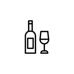 Wine icon. Glass And Bottle Of Wine vector icon. Alcohol sign. Grape symbol.  Vector illustration. 