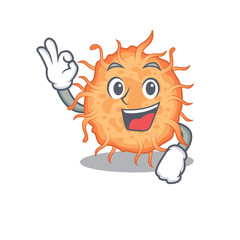 Bacteria endospore mascot design style with an Okay gesture finger