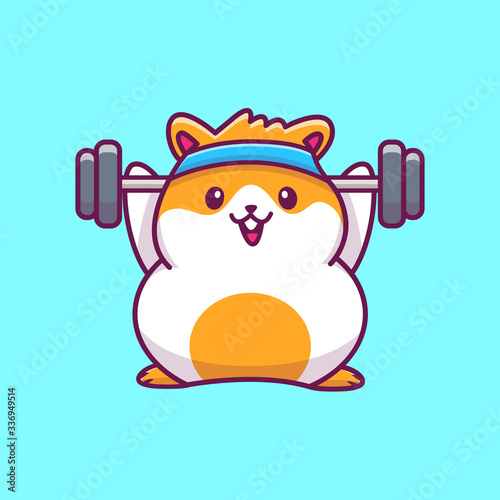 Cute Hamster Gym Fitness Vector Icon Illustration Hamster Mascot Cartoon Character Animal Icon Concept White Isolated Flat Cartoon Style Suitable For Web Landing Page Banner Flyer Sticker Card Wall Mural Catalyststuff