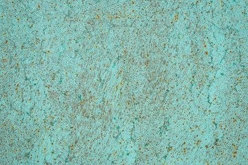 The texture of the old painted iron surface. Turquoise color