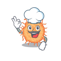 Bacteria endospore chef cartoon design style wearing white hat