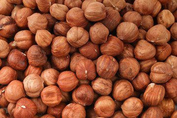  texture of brown hazelnuts top view
