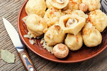 Plate with tasty dumplings