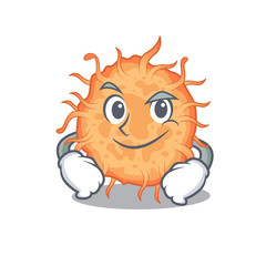 A mascot design of bacteria endospore having confident gesture