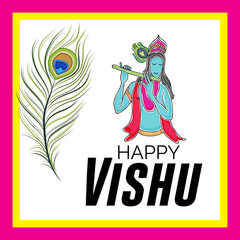 Vector illustration of a Background for Traditional Indian Festival Happy Vishu ( Keralas's New Year) Celebrated in Kerala India.