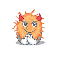 Bacteria endospore dressed as devil cartoon character design style