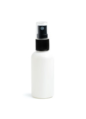 White bottle of liquid spray isolated on white background with clipping path.