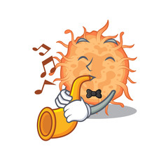 Talented musician of bacteria endospore cartoon design playing a trumpet