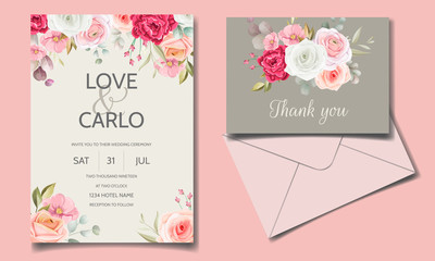 Beautiful spring floral wedding invitation card