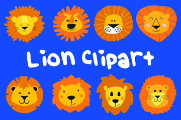 Cute cartoon character lion (Panthera Leo) vector clipart