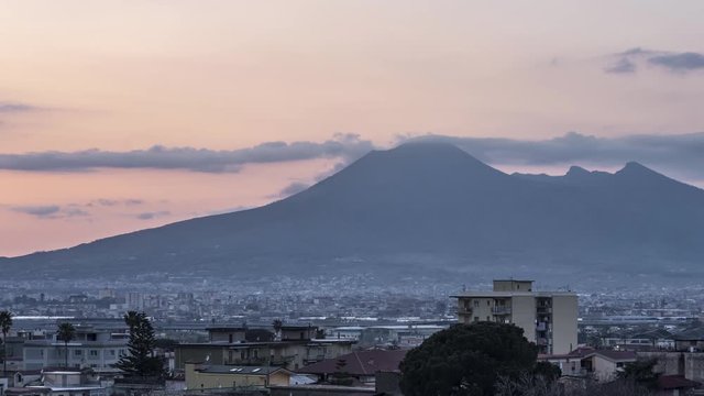 Mount Vesuvius seen from the south side. Unusual view of Vesuvius. Naples.
