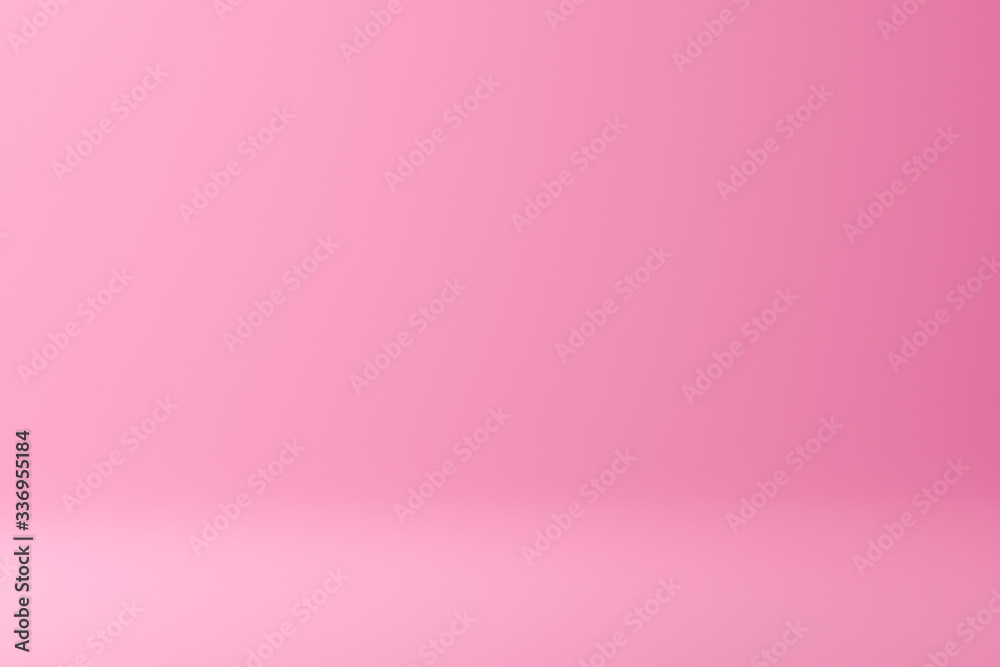 Fototapete Abstract pink and gradient light background with studio backdrops. Blank display or clean room for showing product. Realistic 3D render.