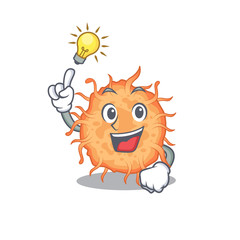 Mascot character design of bacteria endospore with has an idea smart gesture