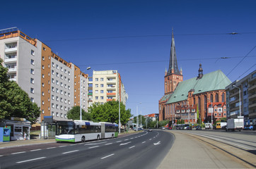 Fototapeta na wymiar CITYSCAPE - Traffic in the city against the backdrop of buildings