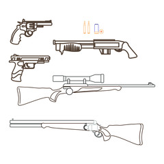 firearms kit, vector on white background