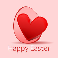 red heart happy easter egg