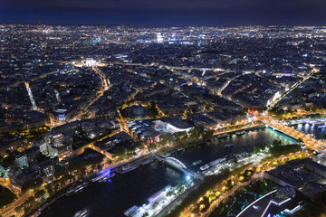 Fototapeta na wymiar Paris view at night from Eiffel Tower