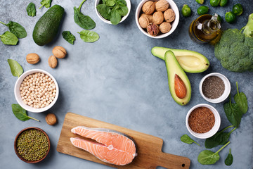 Products containing omega 3. Fish salmon, walnuts, spinach, flaxseeds, chia seeds, Brussels sprouts, olive oil, avocados, broccoli. Clean eating, vegan food