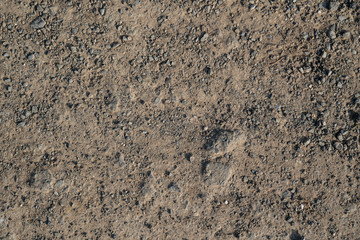 Texture of flatted dry soil as walking road with rocks