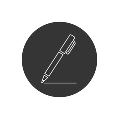Pen sign line icon on white, vector in modern flat