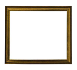 Bronze or gold frame for a photo, text, image or picture, isolated on a white background