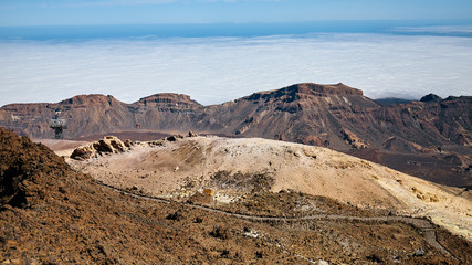 Volcanic landscape seen from Mount Teide, Teide National Park, Tenerife, Spain.